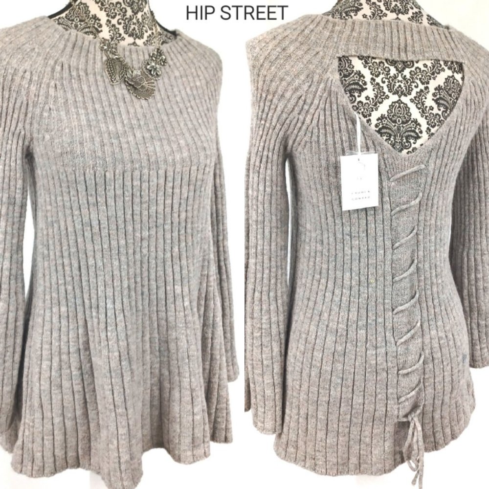LAUREN CONRAD LS Laceup Swing Pullover Sweater XS NWT
